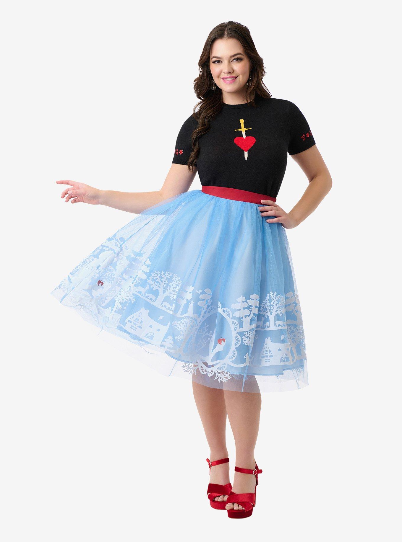 Disney's Snow White Collection by Unique Vintage Baby Blue Flocked Tulle Ballerina Skirt, , hi-res