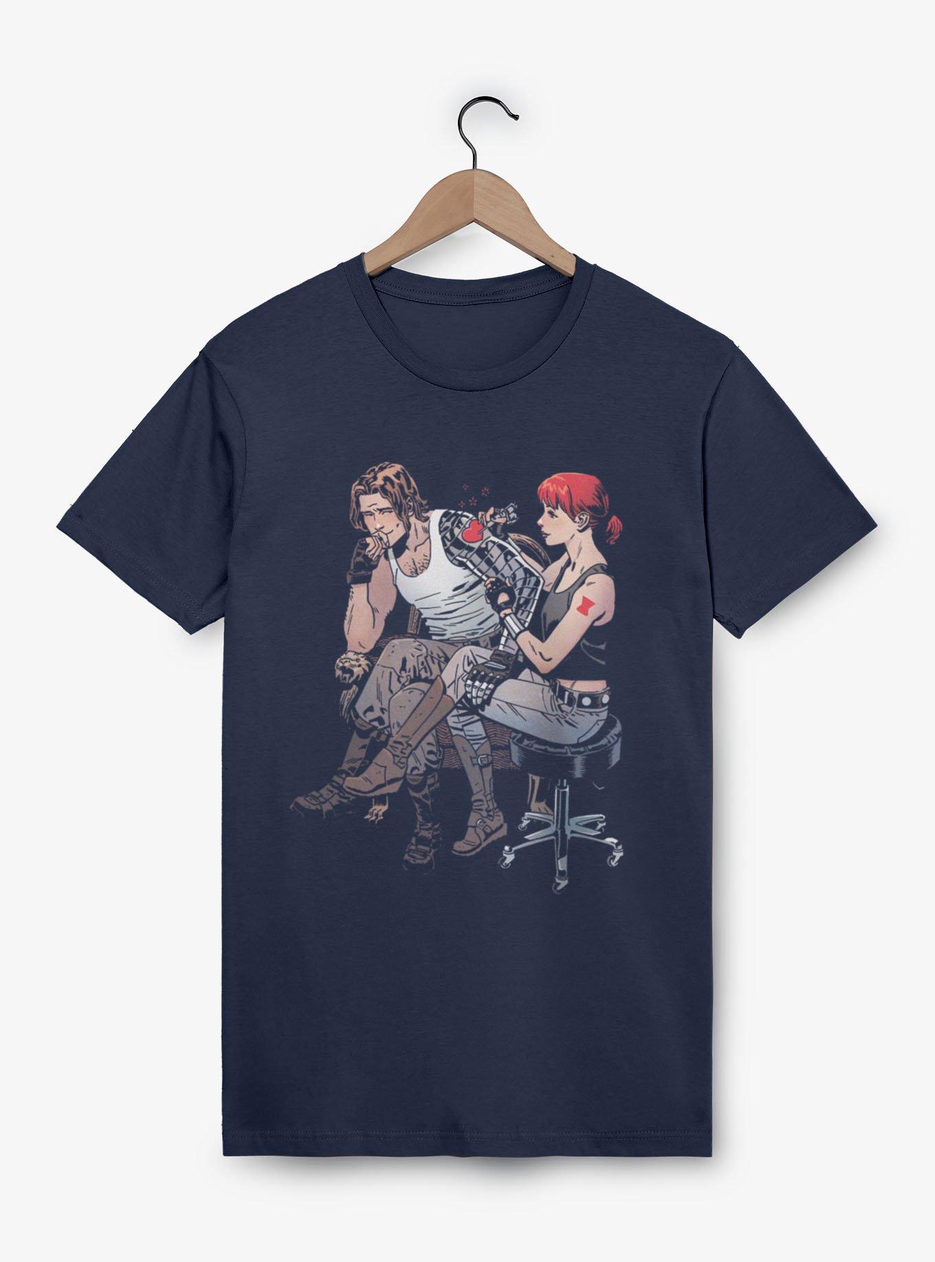 Marvel Winter Soldier & Black Widow Tattoo Heart T-Shirt, , hi-res