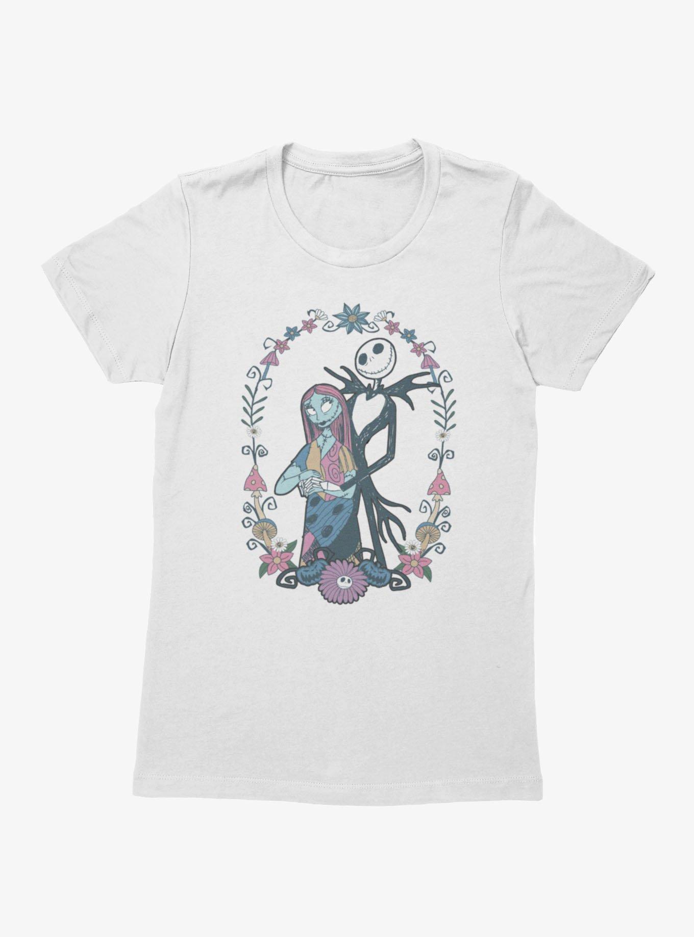Disney Nightmare Before Christmas Sally And Jack Floral Wreath Frame Portrait Womens T-Shirt Her Universe Exclusive, , hi-res