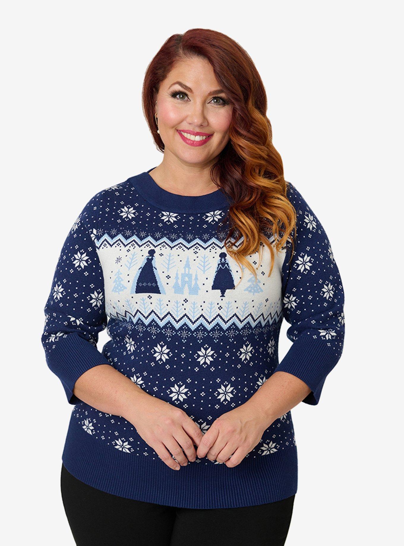 Disney's Frozen Collection by Unique Vintage Plus Size Elsa & Anna Fair Isle Minou Sweater, , hi-res