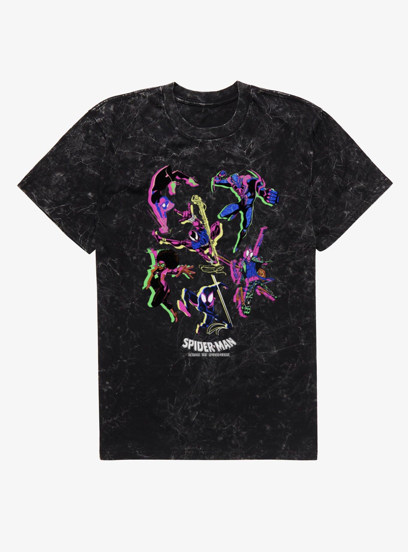 Marvel Spider-Man Spiderverse Neon Mineral Wash T-Shirt Hot Topic Exclusive, , hi-res