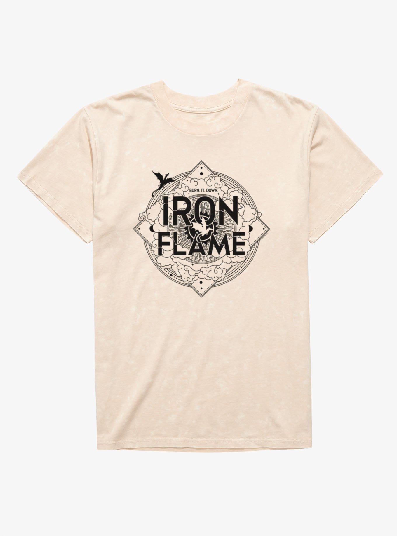 Fourth Wing Iron Flame Logo Mineral Wash T-Shirt, , hi-res