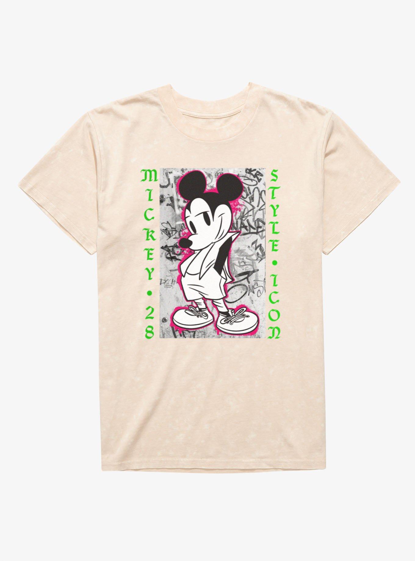 Disney Mickey Mouse 28 Style Icon Mineral Wash T-Shirt Hot Topic Exclusive, NATURAL MINERAL WASH, hi-res