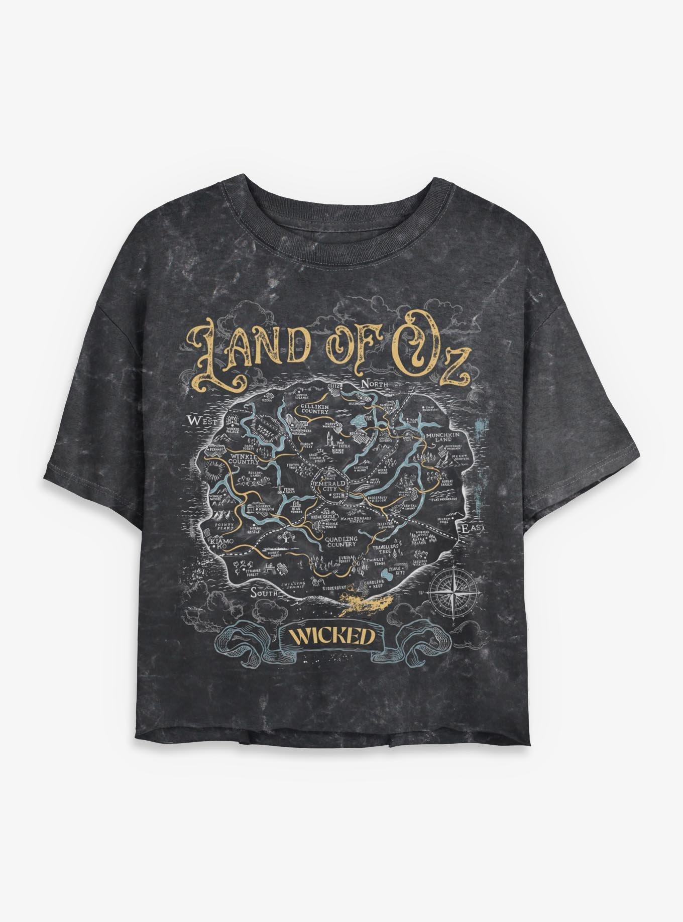 Wicked: For Good The Lands Of Oz Womens Mineral Wash Crop T-Shirt, , hi-res