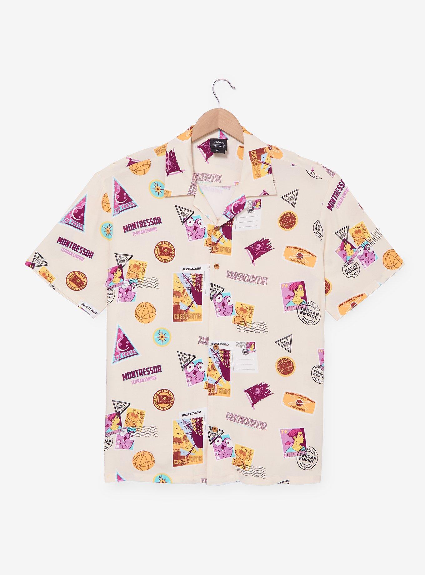 Disney Treasure Planet Stamps Allover Print Woven Button-Up - BoxLunch Exclusive, , hi-res