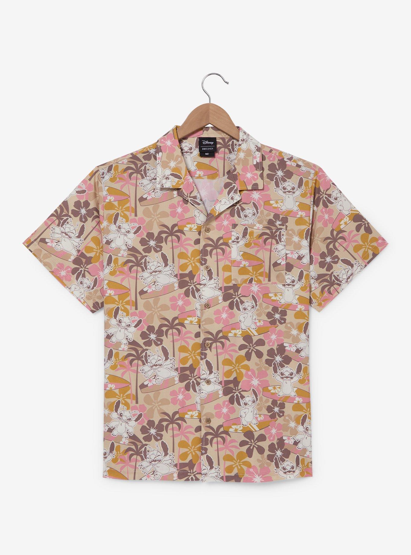 Disney Lilo & Stitch Floral Surfing Stitch Allover Print Woven Button-Up - BoxLunch Exclusive, , hi-res