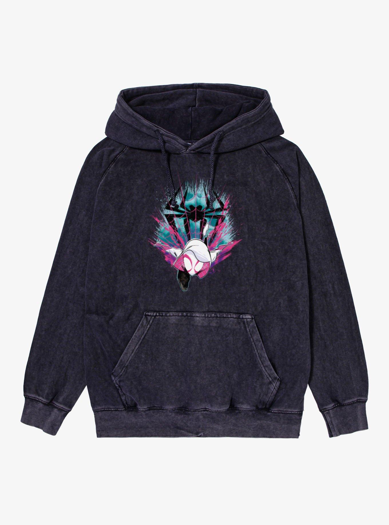 Marvel Spider-Gwen Splatter Mineral Wash Hoodie Hot Topic Exclusive, , hi-res