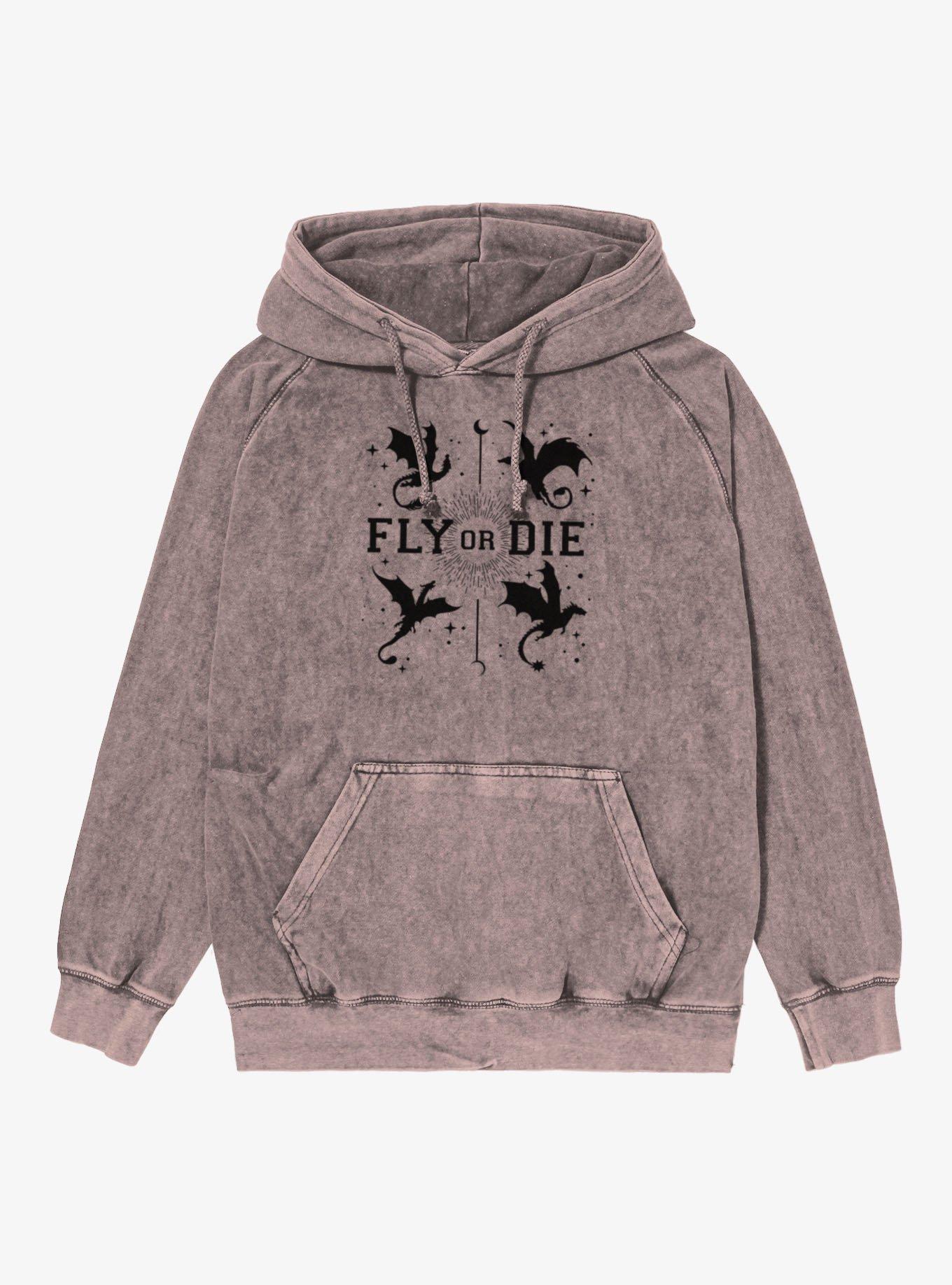 Fourth Wing Fly Or Die Mineral Wash Hoodie, , hi-res