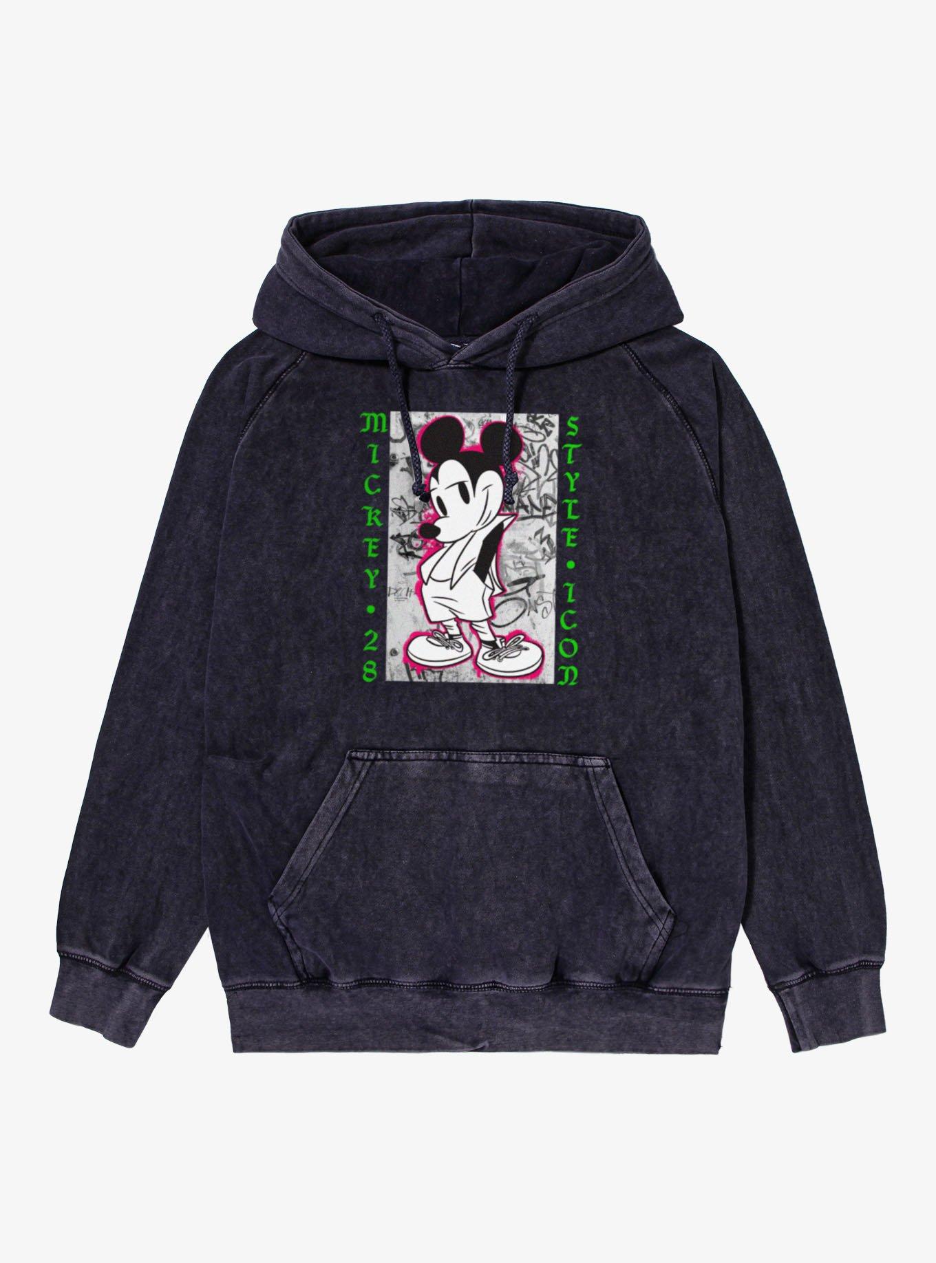 Disney Mickey Mouse 28 Style Icon Mineral Wash Hoodie Hot Topic Exclusive