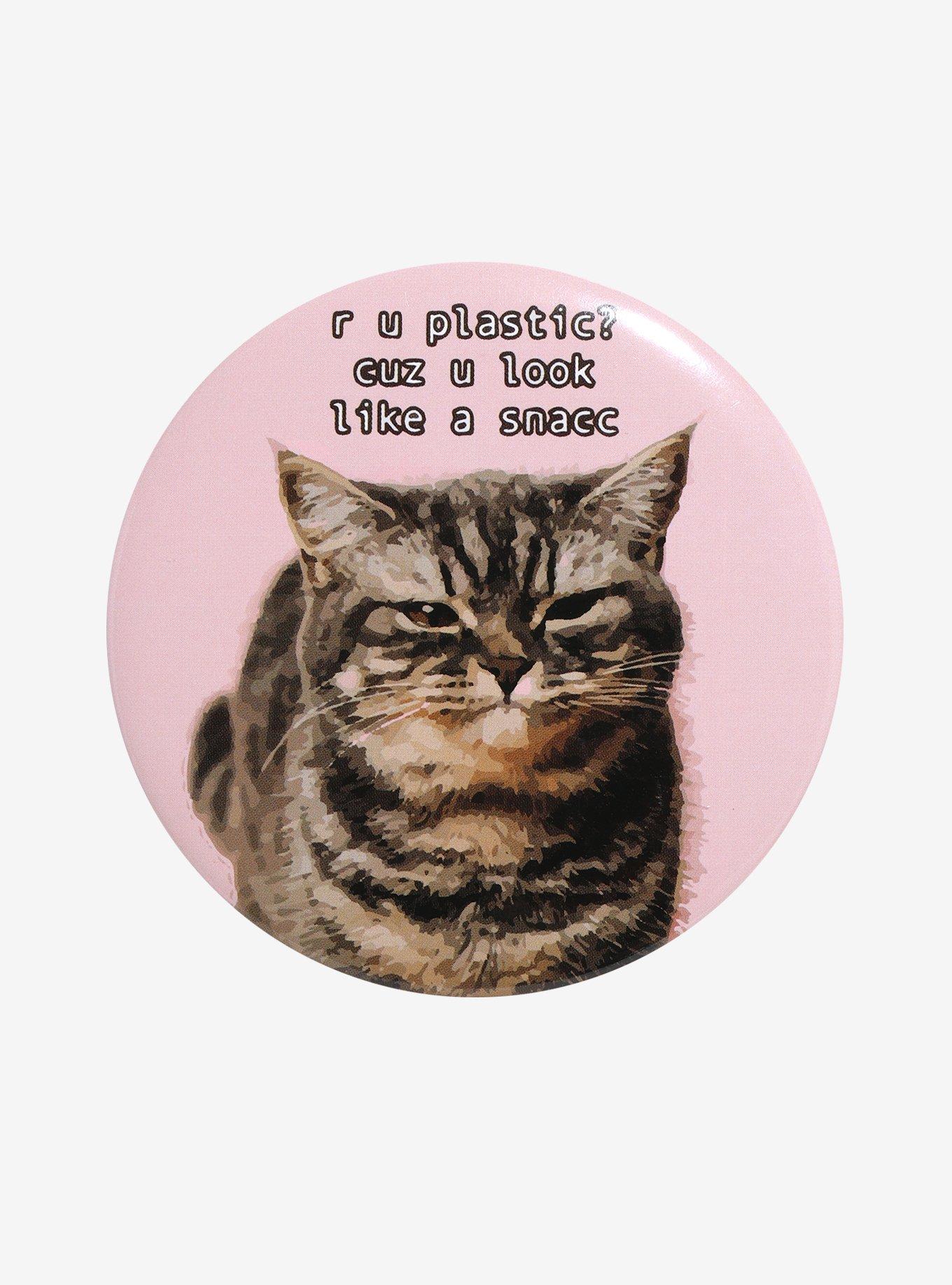 Cat Plastic Snacc 3 Inch Button, , hi-res