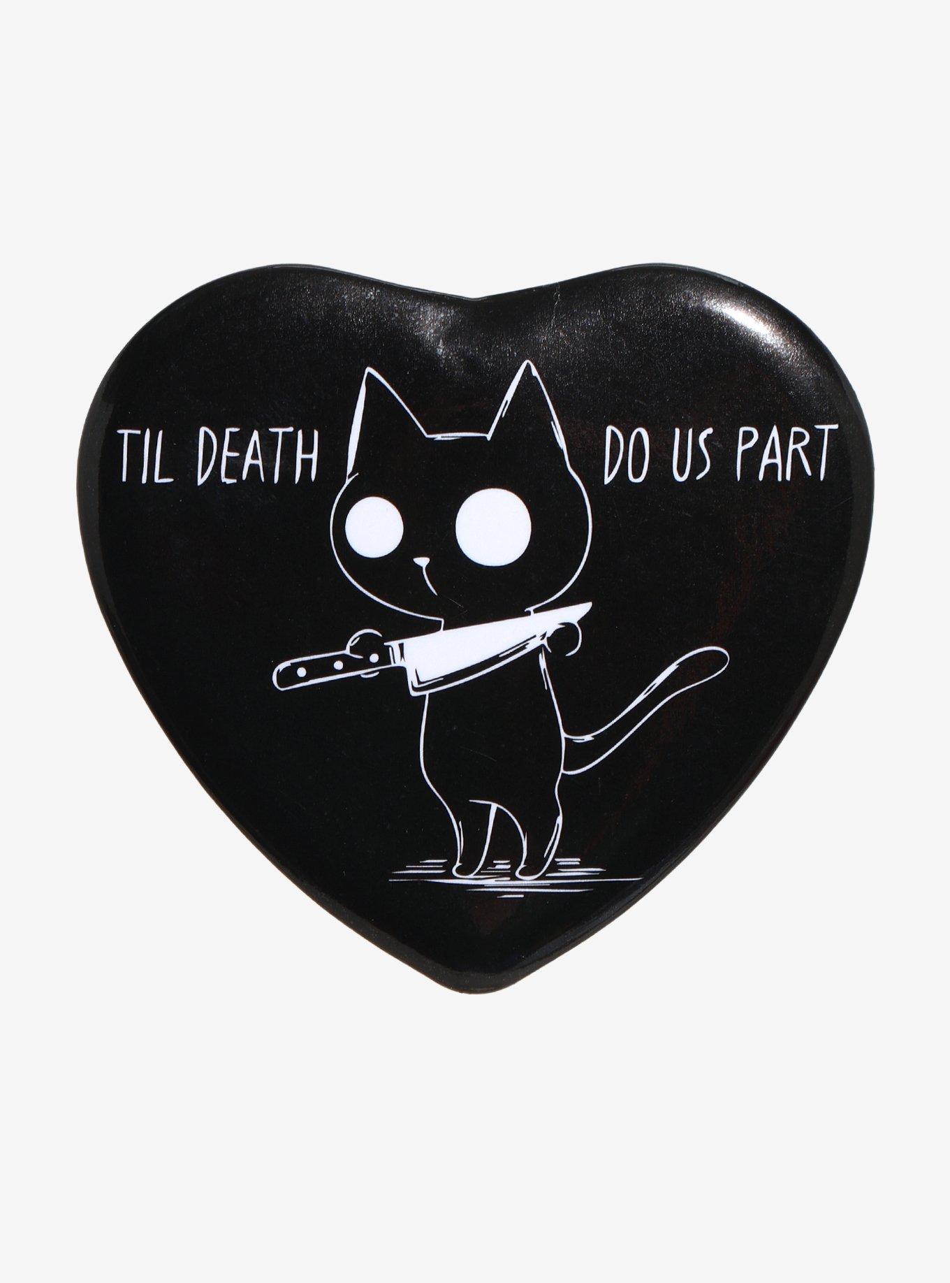 Cat Til Death Do Us Part Heart 3 Inch Button, , hi-res