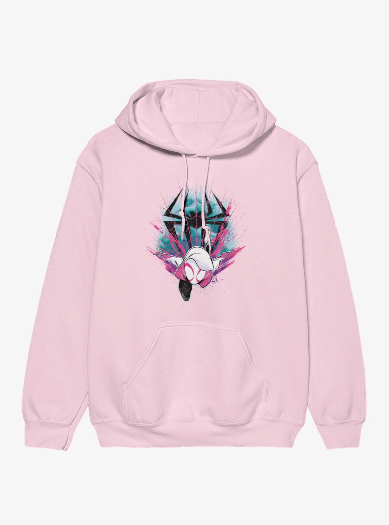 Marvel Spider-Gwen Splatter Hoodie Hot Topic Exclusive, LIGHT PINK, hi-res