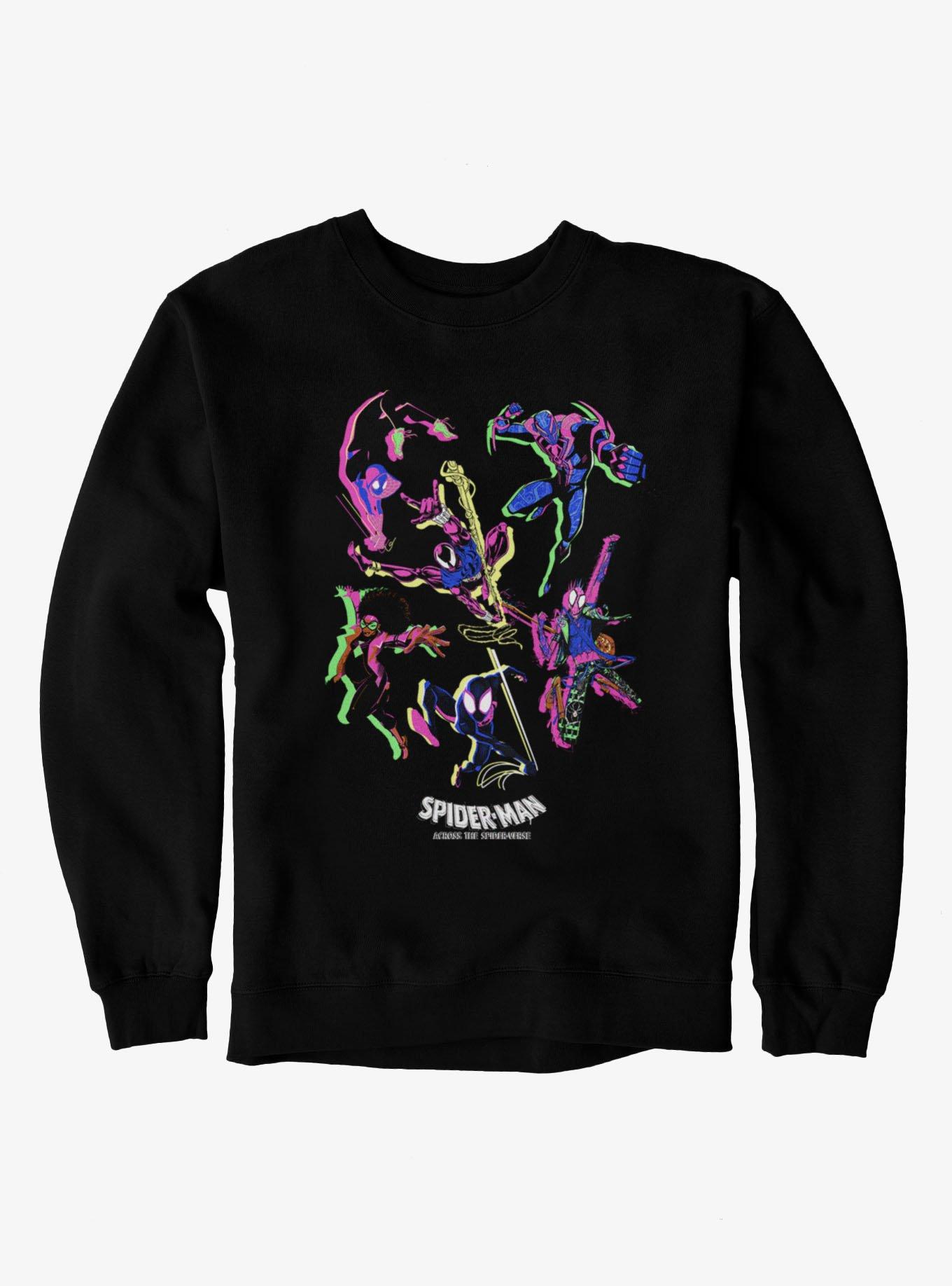 Marvel Spider-Man Spiderverse Neon Sweatshirt Hot Topic Exclusive