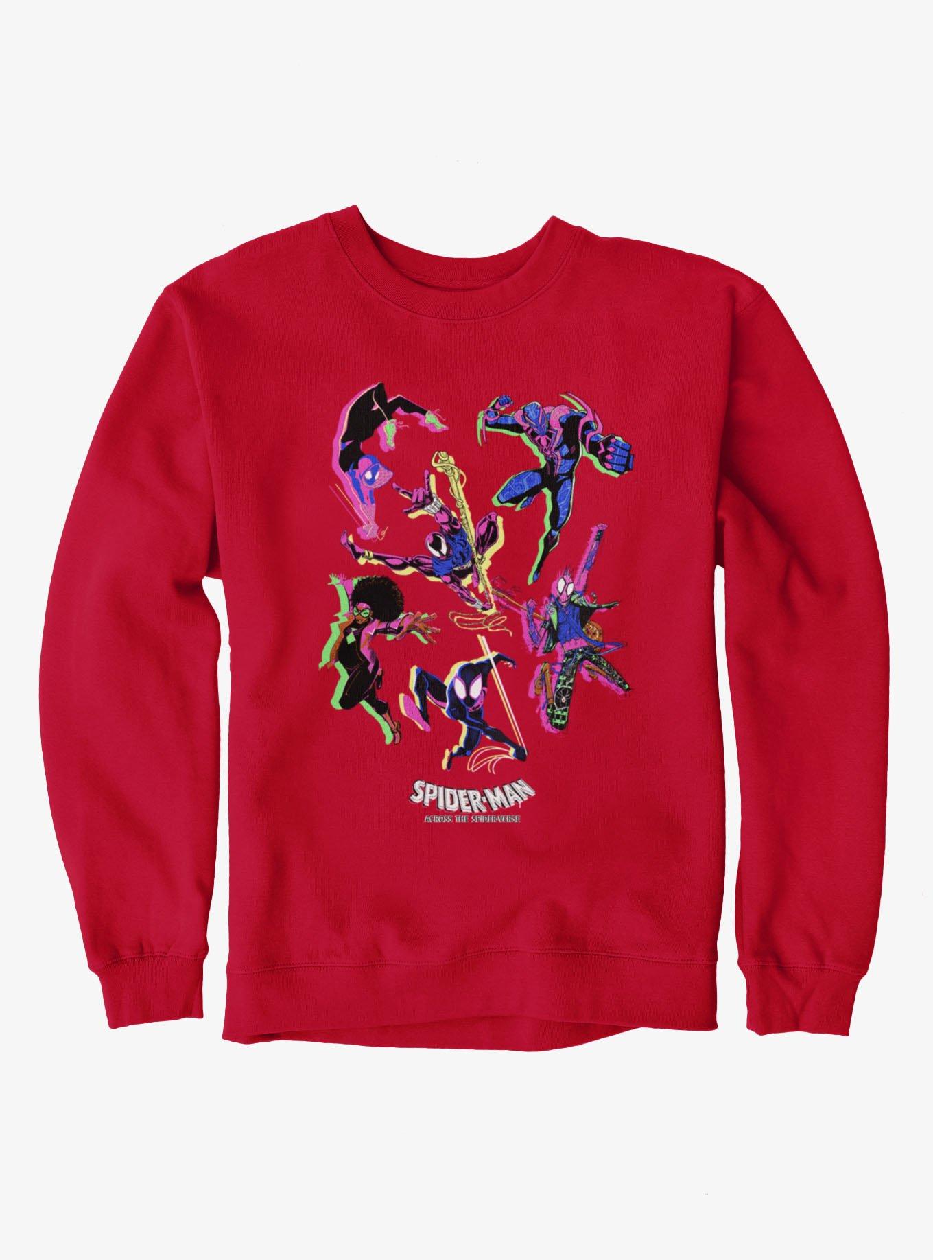 Marvel Spider-Man Spiderverse Neon Sweatshirt Hot Topic Exclusive
