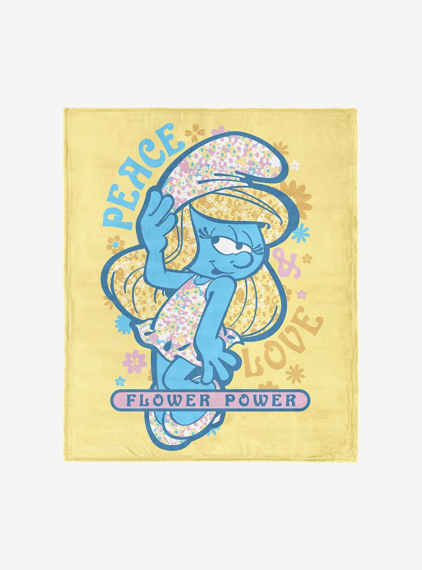 Smurfs Peace Love Flower Power Silk Touch Throw Blanket , , hi-res