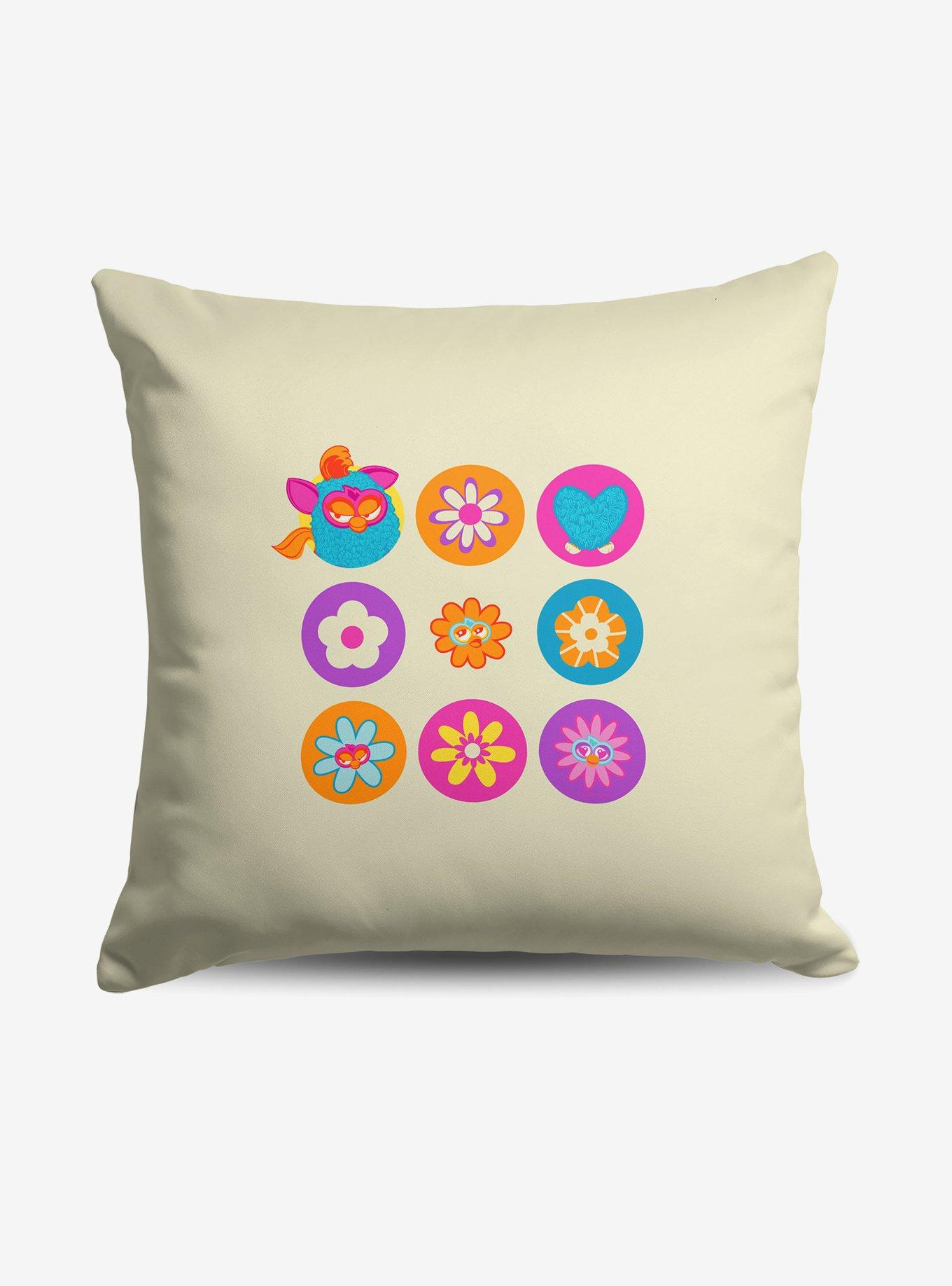 Furby Cartoon Floral Throw Pillow , , hi-res
