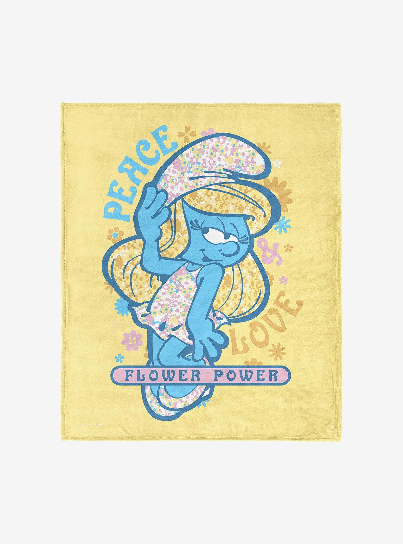 Smurfs Smurfette Peace Love Flower Power Silk Touch Throw Blanket, , hi-res