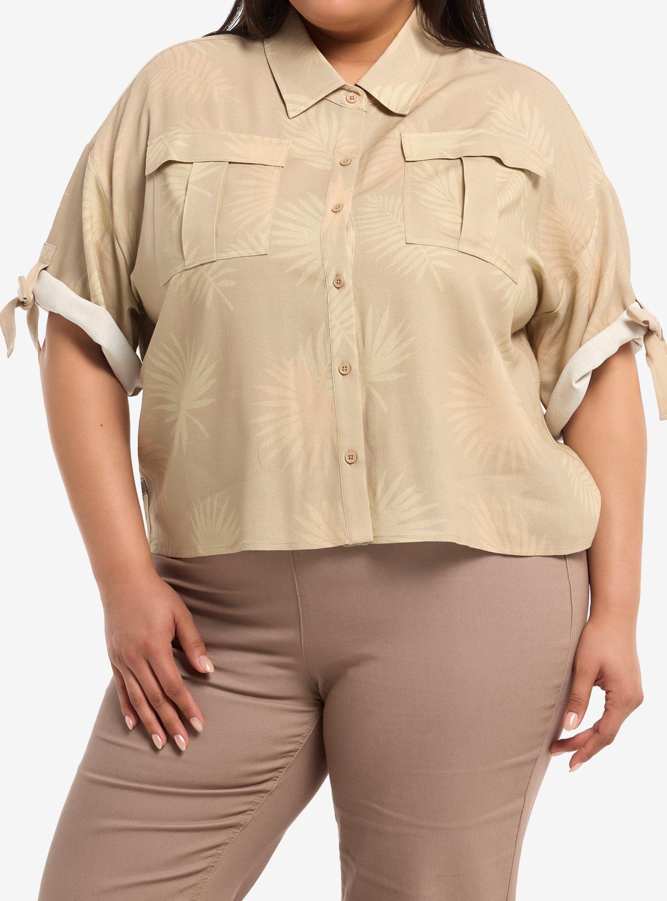 Her Universe Disney Jungle Cruise Cropped Plus Size Button-Up Top Her Universe Exclusive, , hi-res