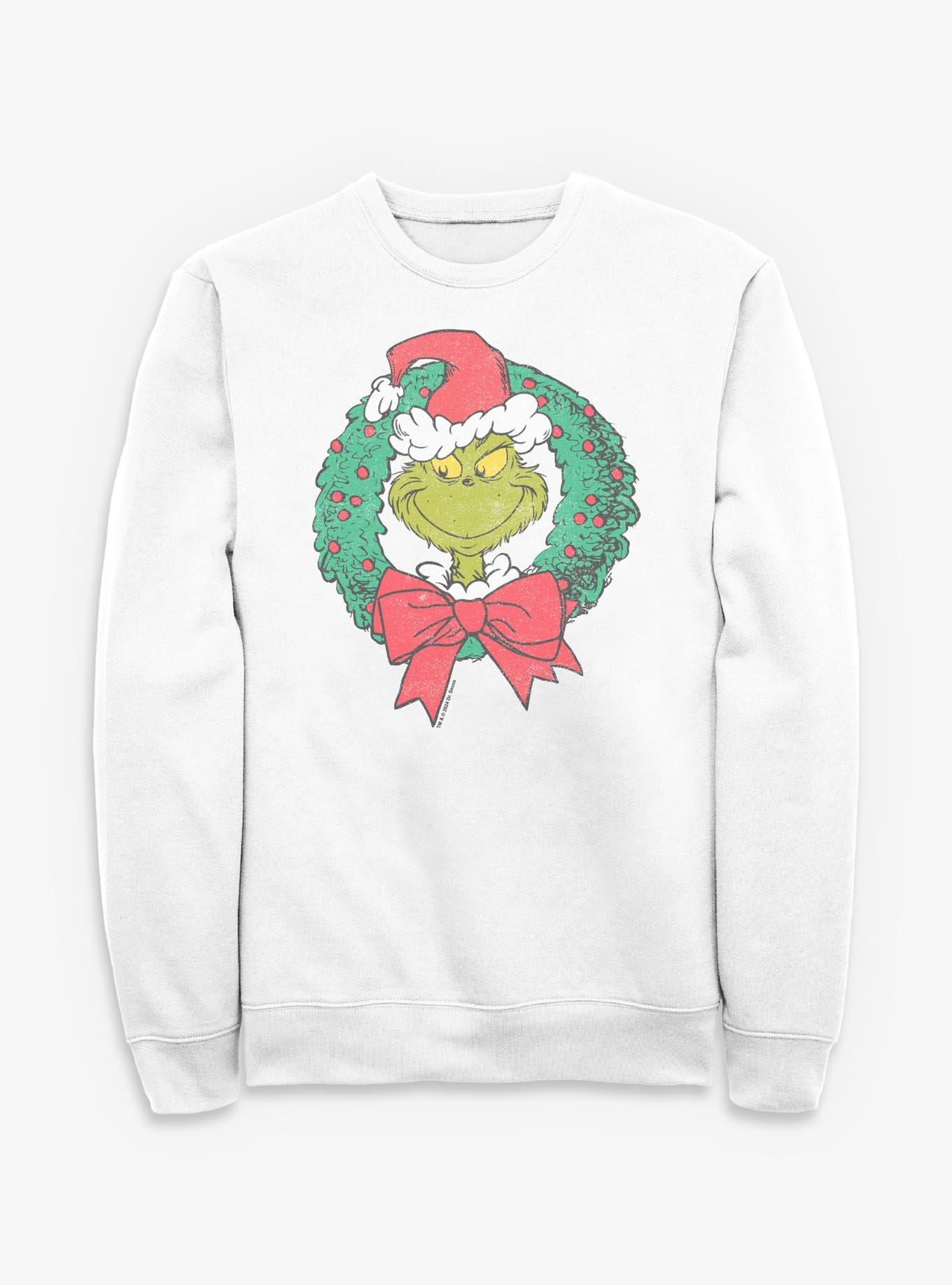 Dr. Seuss How The Grinch Stole Christmas Grinch Wreath Sweatshirt