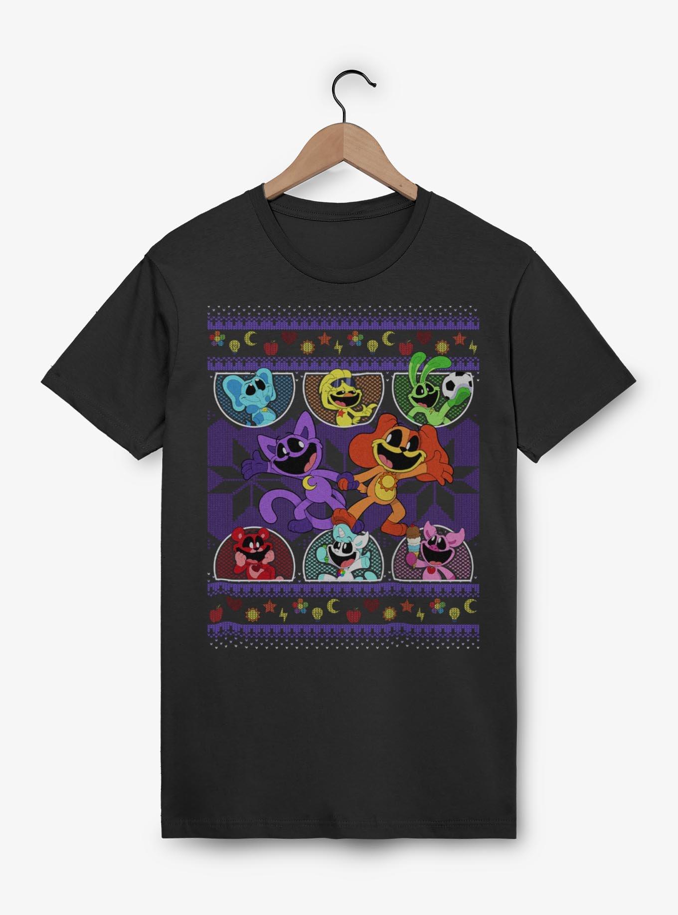 Poppy Playtime Critters Ugly Sweater Style T-Shirt, BLACK, hi-res