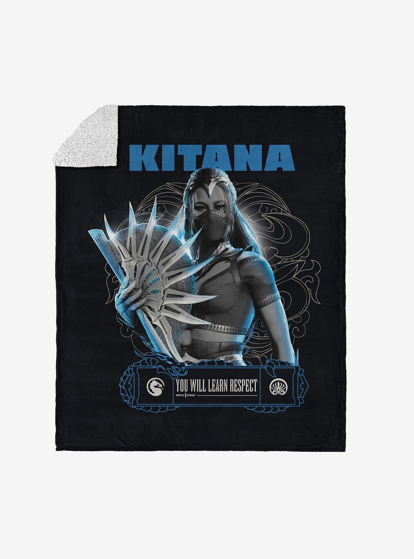 Mortal Kombat Kitana Learn Respect Silk Touch Sherpa Throw Blanket , , hi-res
