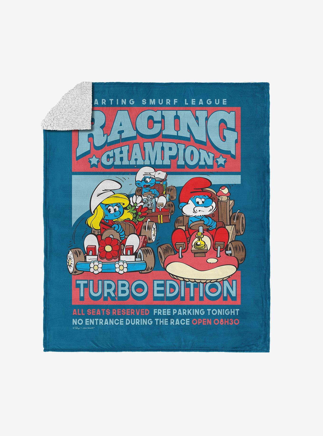 Smurfs Smurf Racing Silk Touch Sherpa Throw Blanket , , hi-res