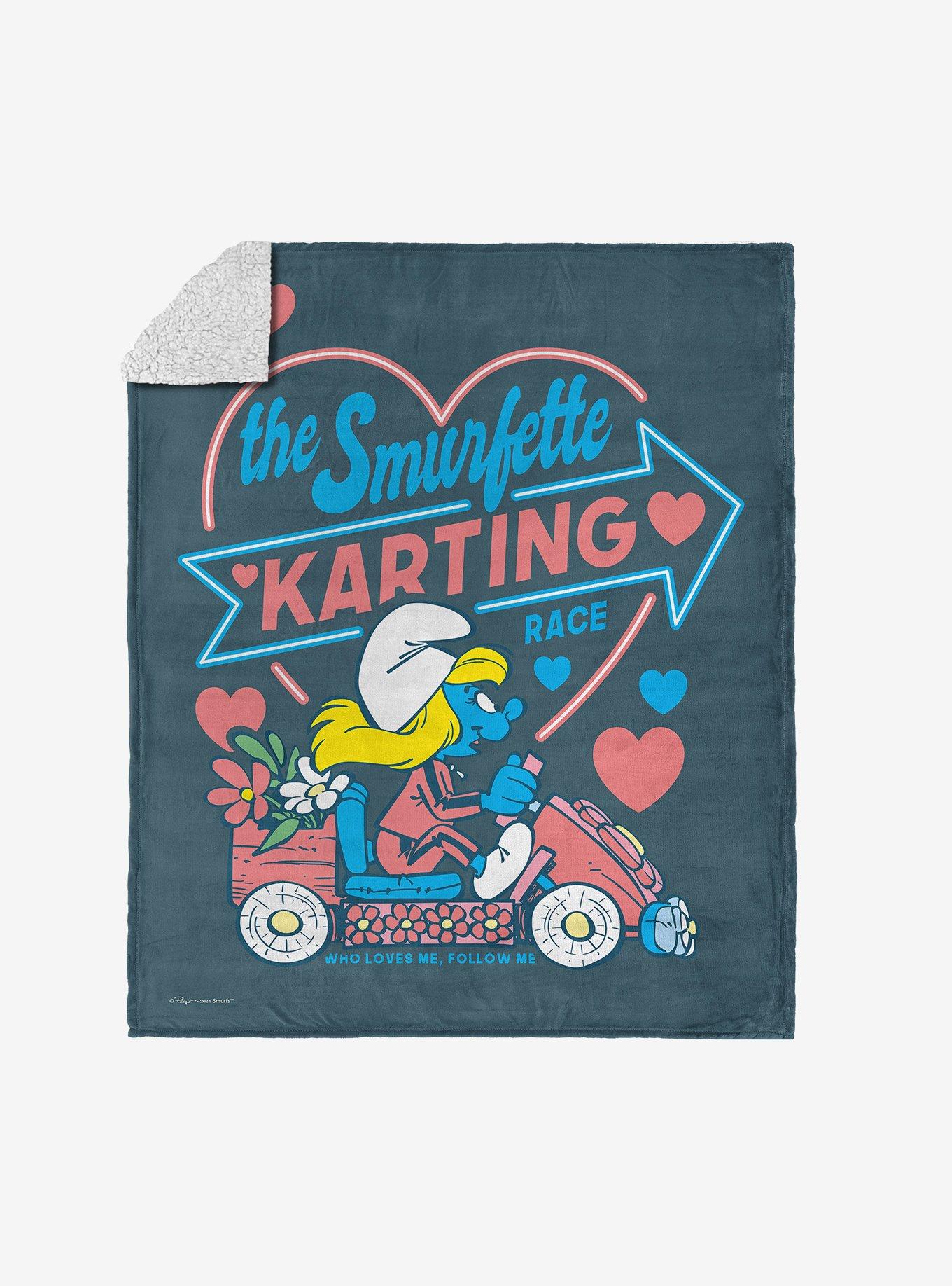 Smurfs Smurfette Karting Silk Touch Sherpa Throw Blanket , , hi-res