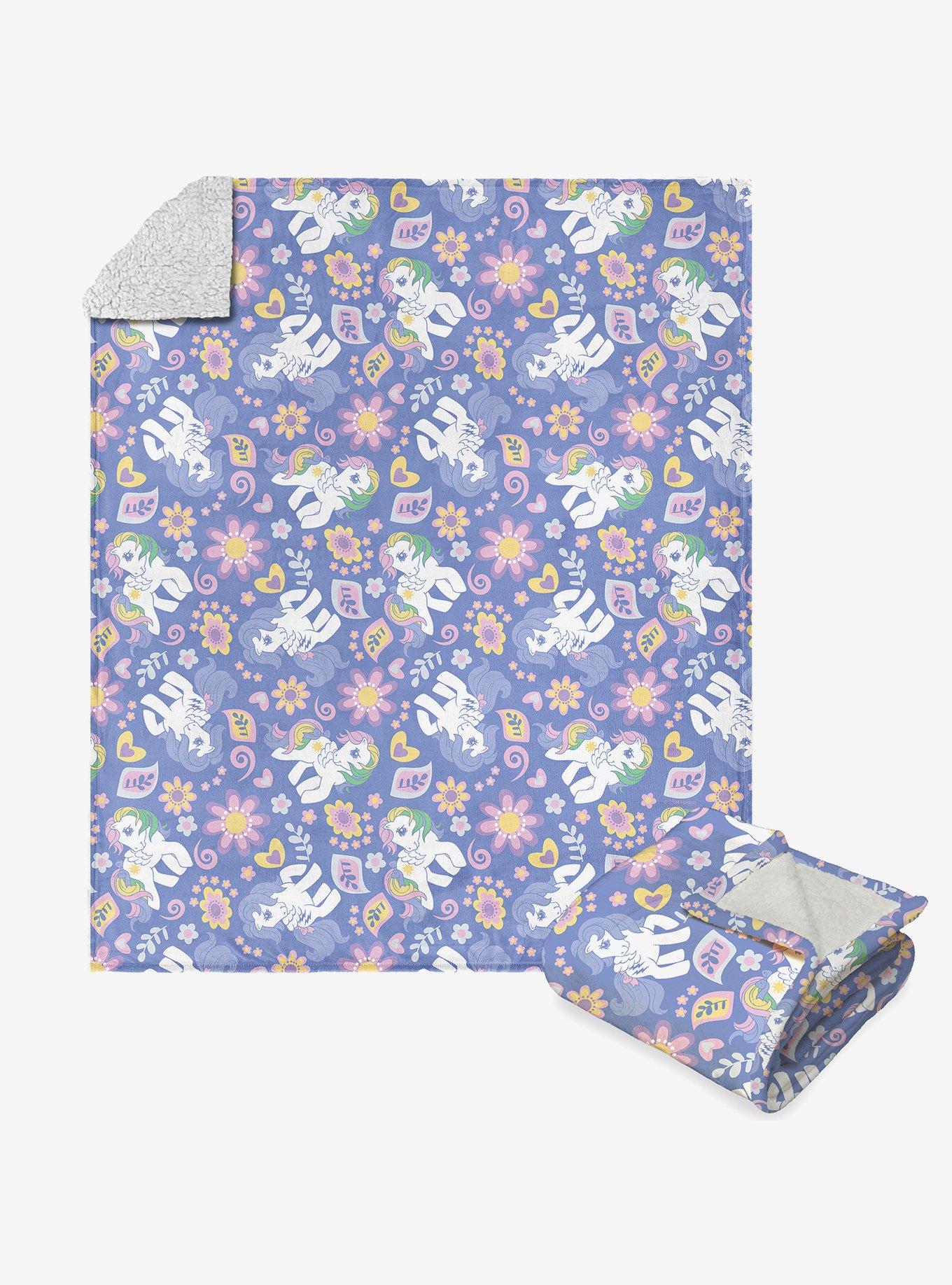 My Little Pony Retro Pony Florals Silk Touch Sherpa Throw Blanket , , hi-res