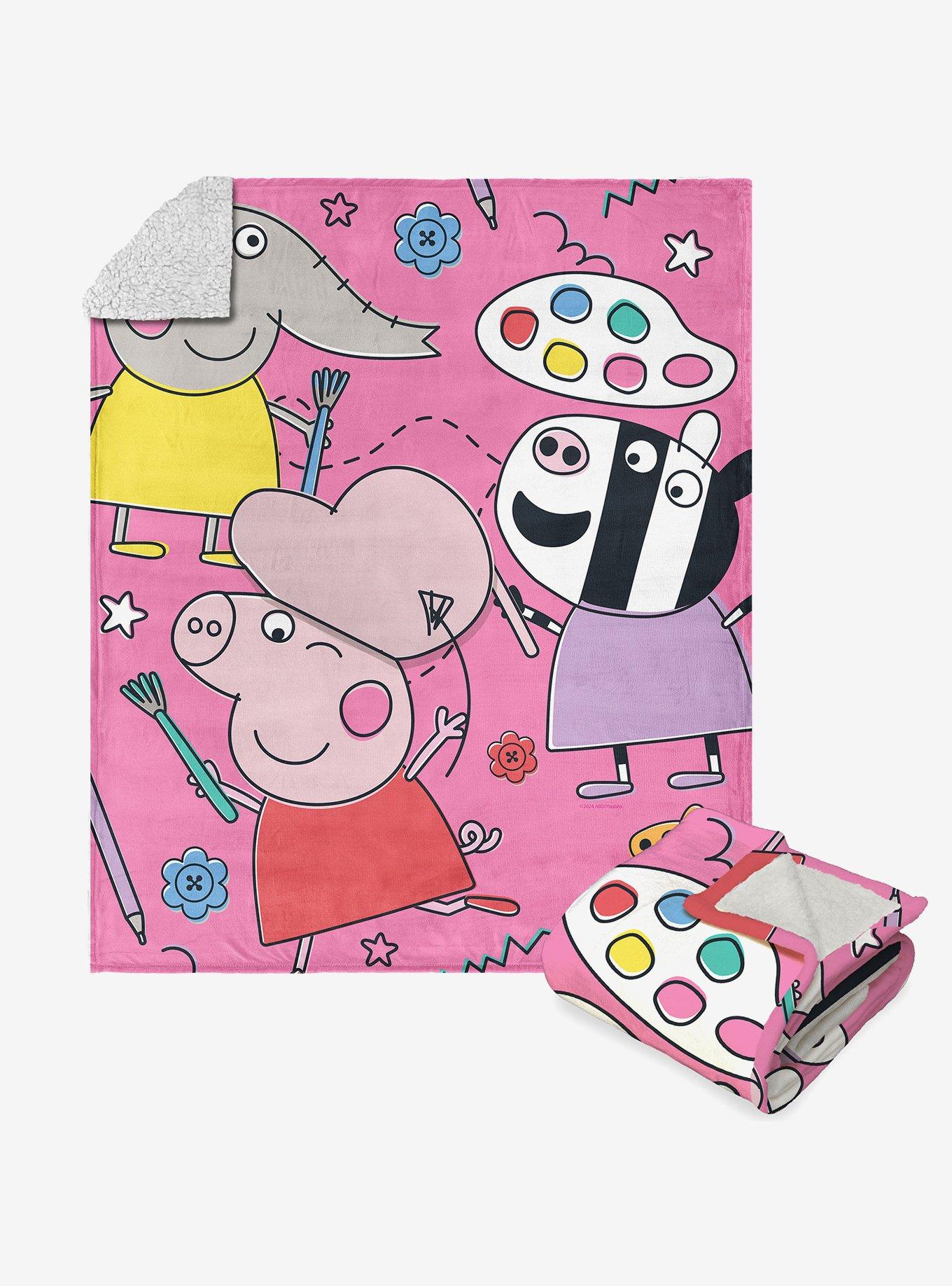 Peppa Pig Art Class Silk Touch Sherpa Throw Blanket , , hi-res