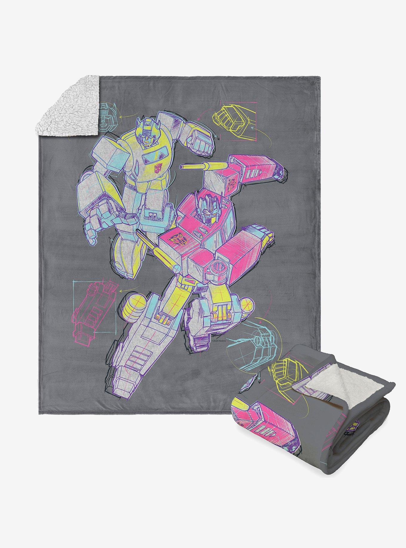 Transformers Neon Transformers Silk Touch Sherpa Throw Blanket , , hi-res