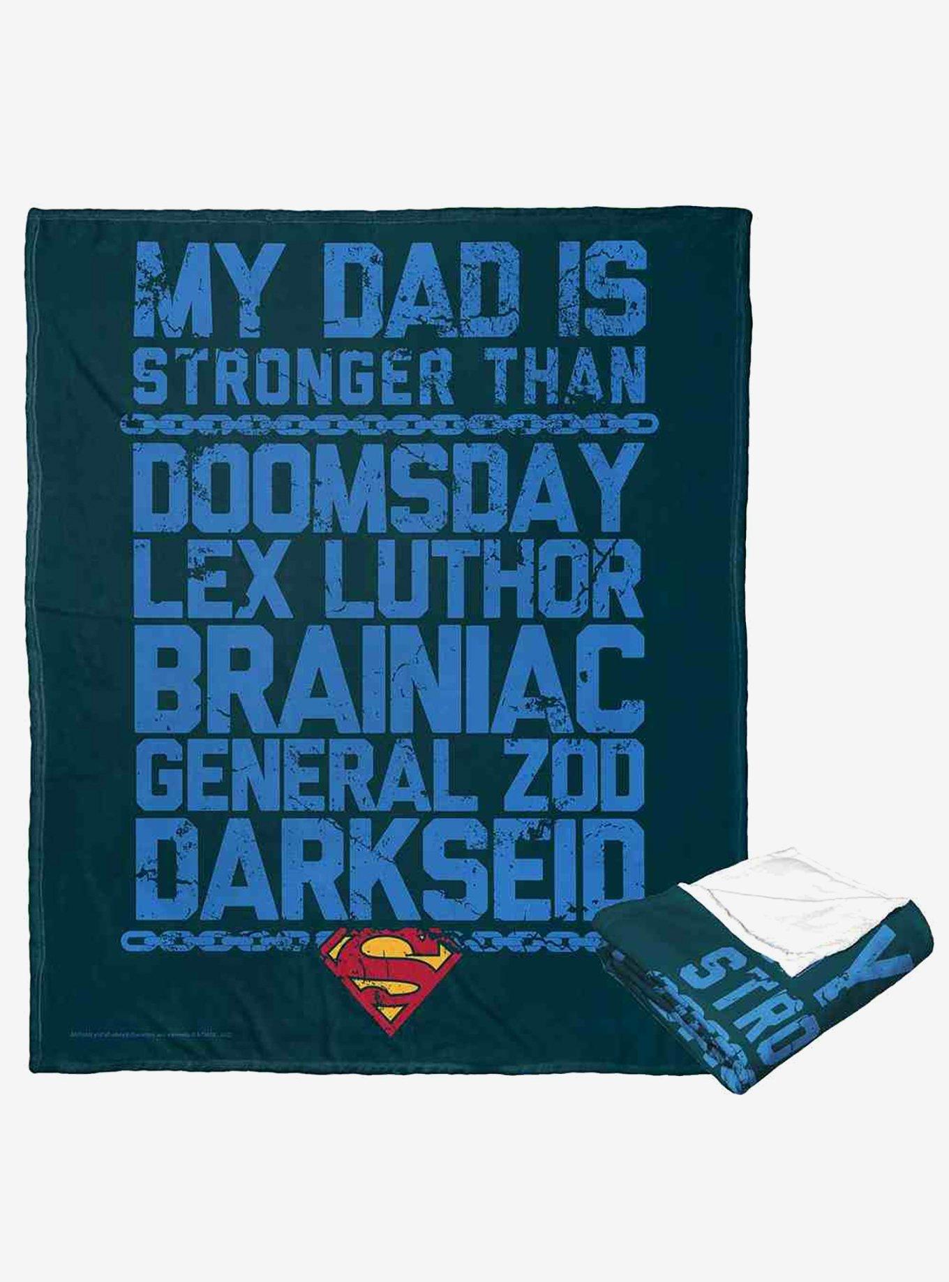 Superman Dc Strongest Dad Blue Silk Touch Throw Blanket, , hi-res