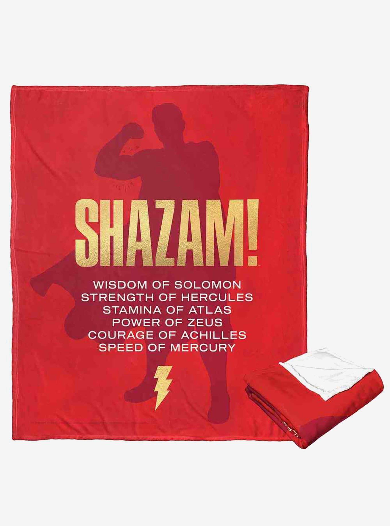 DC Comics Shazam List Of Powers Silk Touch Throw Blanket, , hi-res