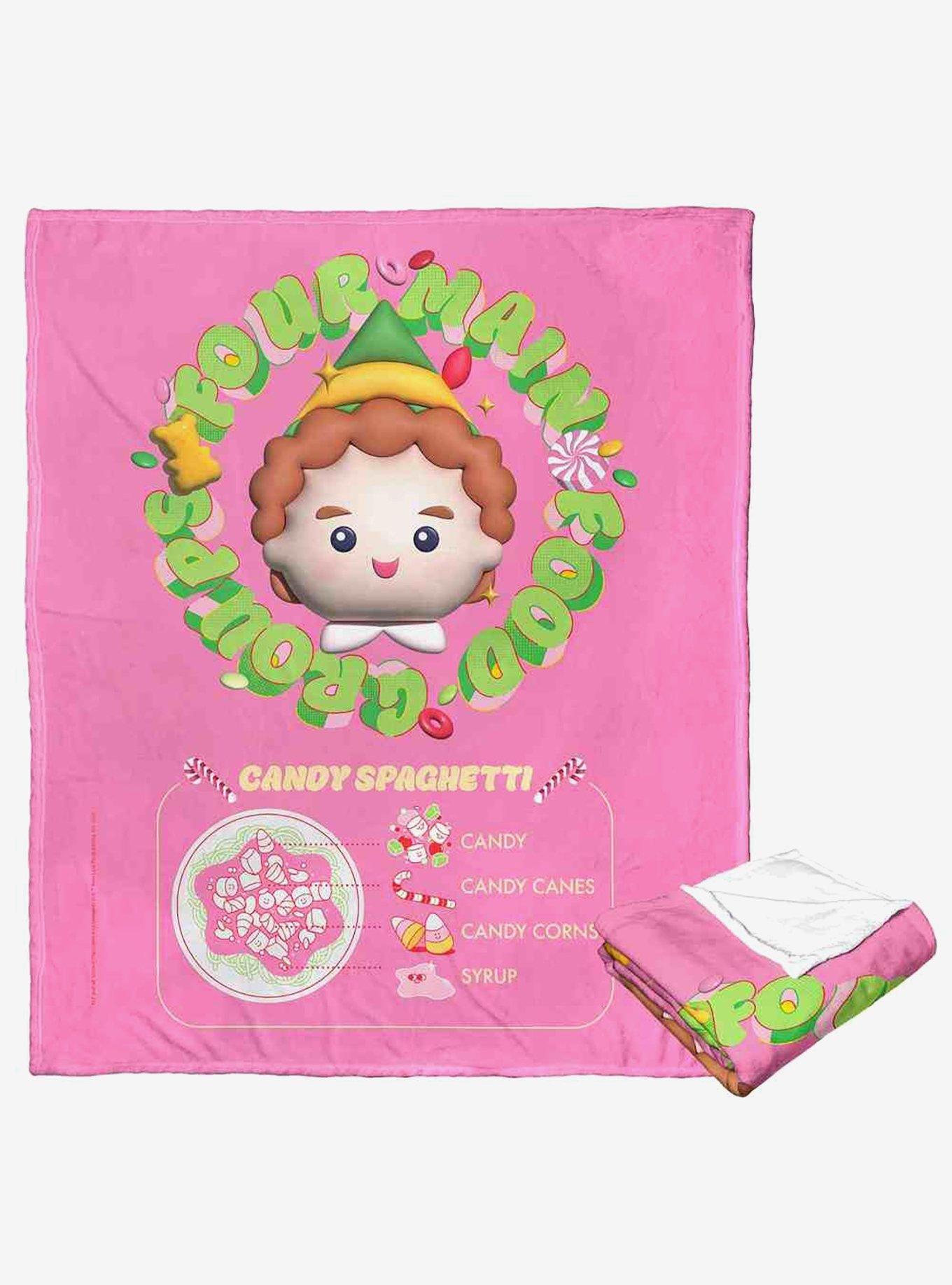 Elf Four Food Groups Pink Silk Touch Throw Blanket, , hi-res