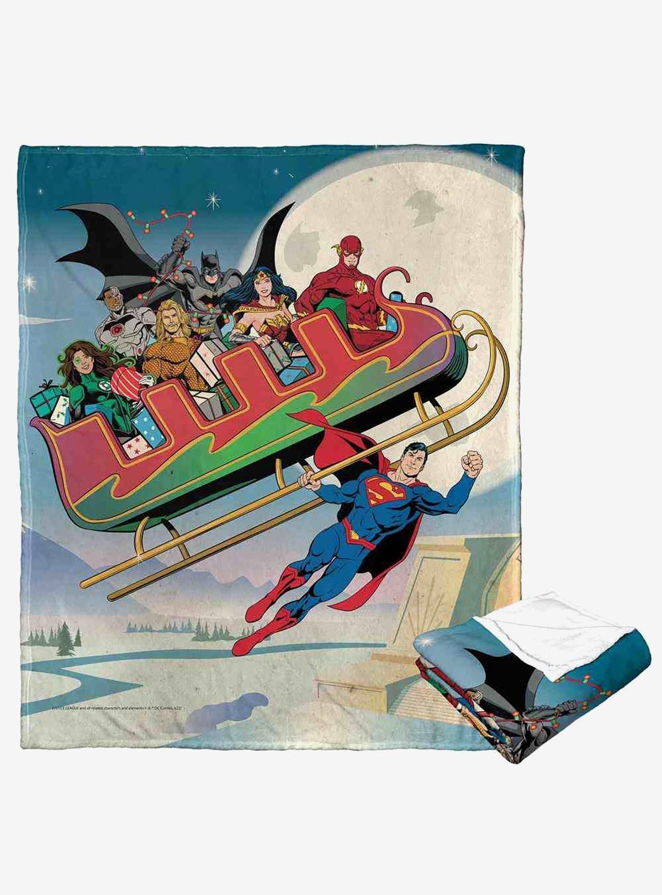 Justice League Super Sleigh Silk Touch Throw Blanket , , hi-res