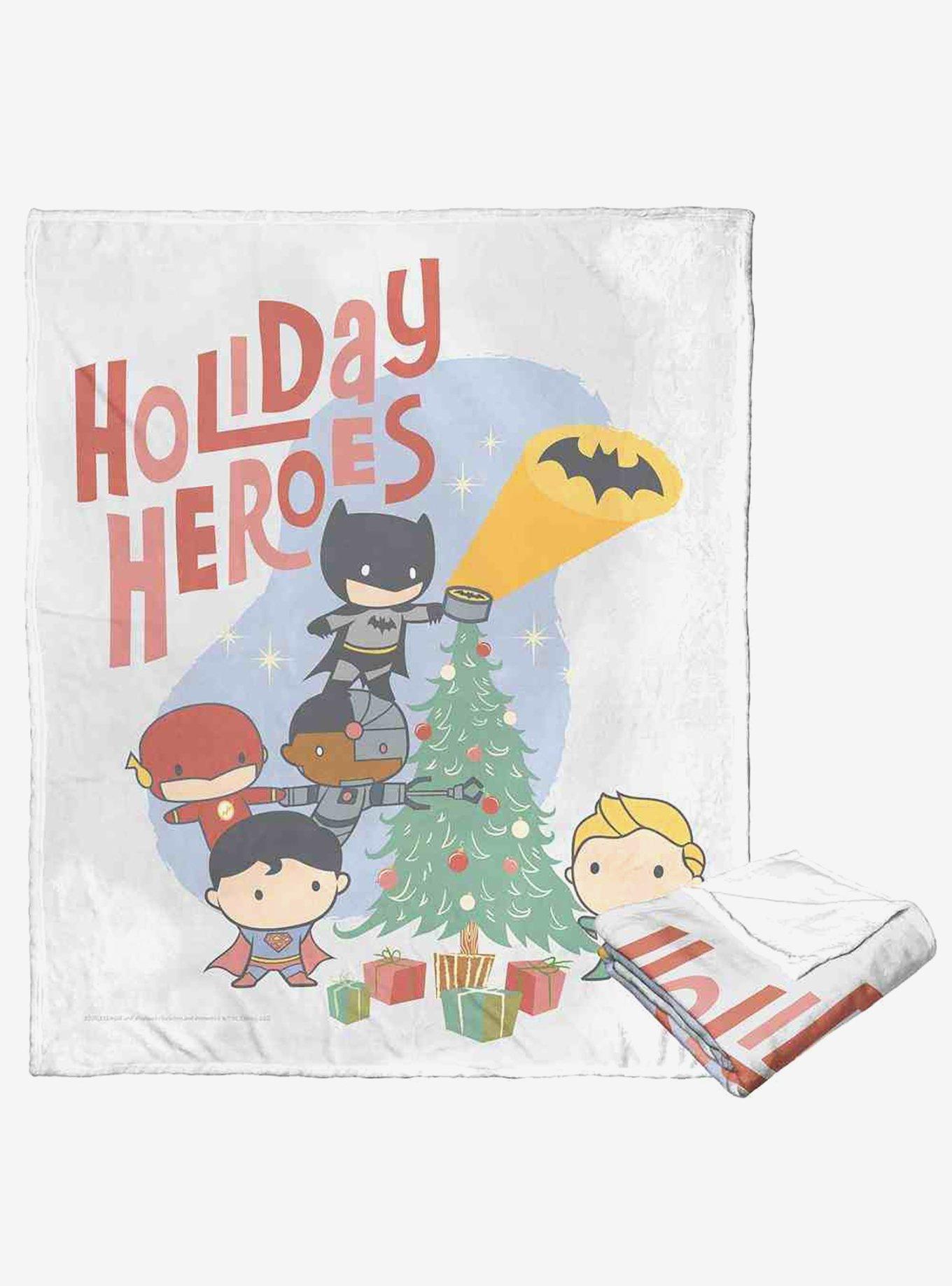 Justice League Holiday Heroes Silk Touch Throw Blanket, , hi-res
