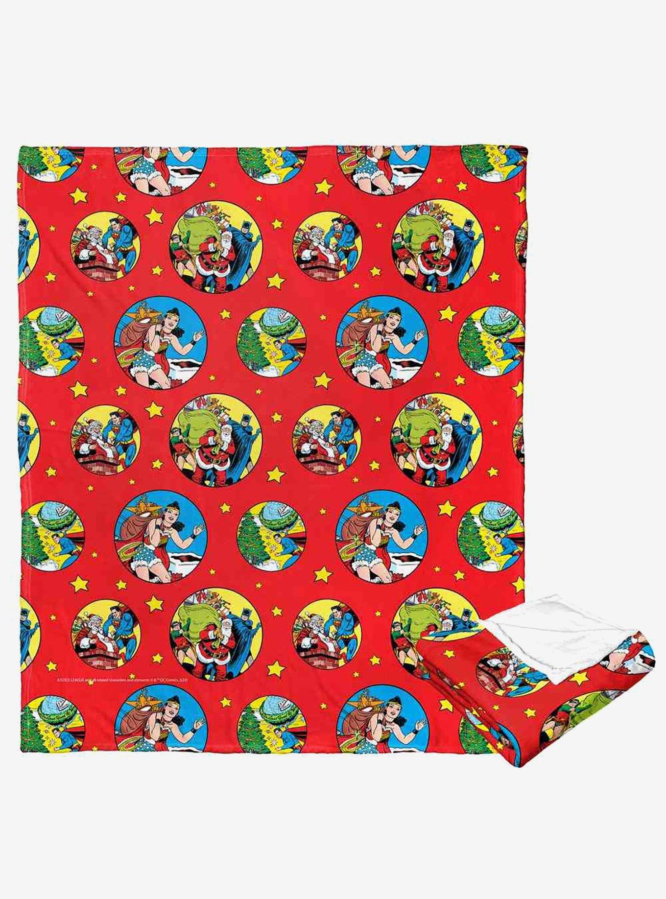 Justice League Heroic Holiday Helpers Silk Touch Throw Blanket , , hi-res
