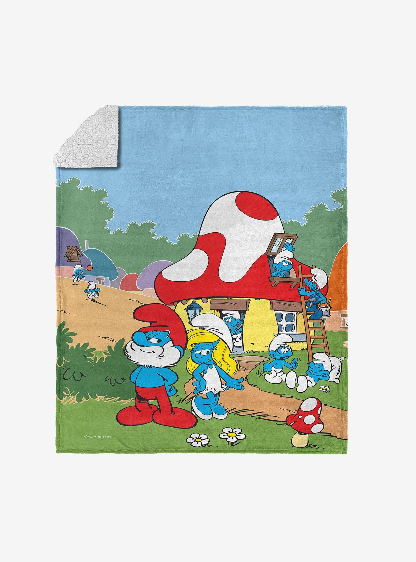 Smurfs Classic Village Silk Touch Sherpa Throw Blanket , , hi-res