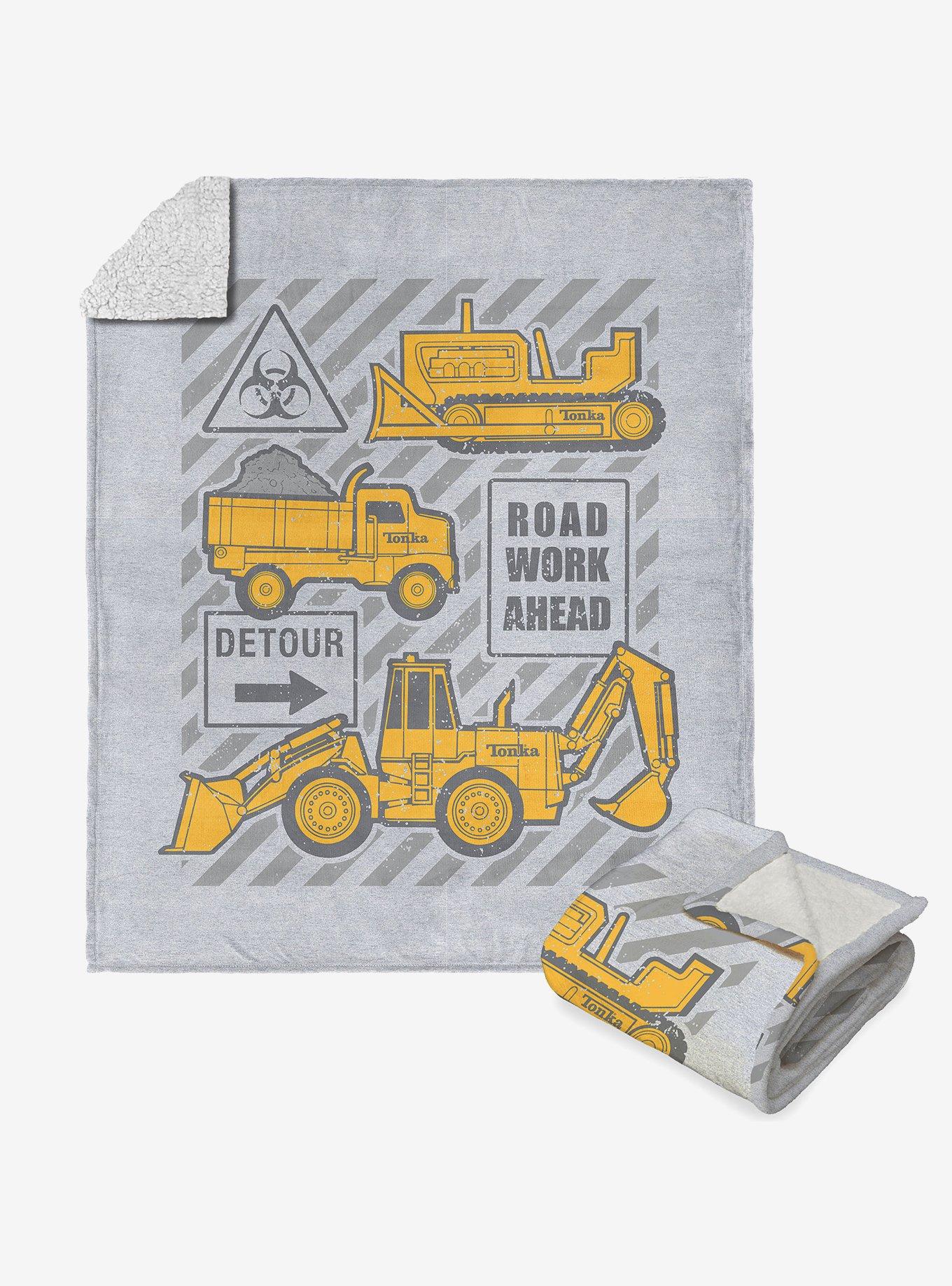 Tonka Road Work Ahead Silk Touch Sherpa Throw Blanket , , hi-res