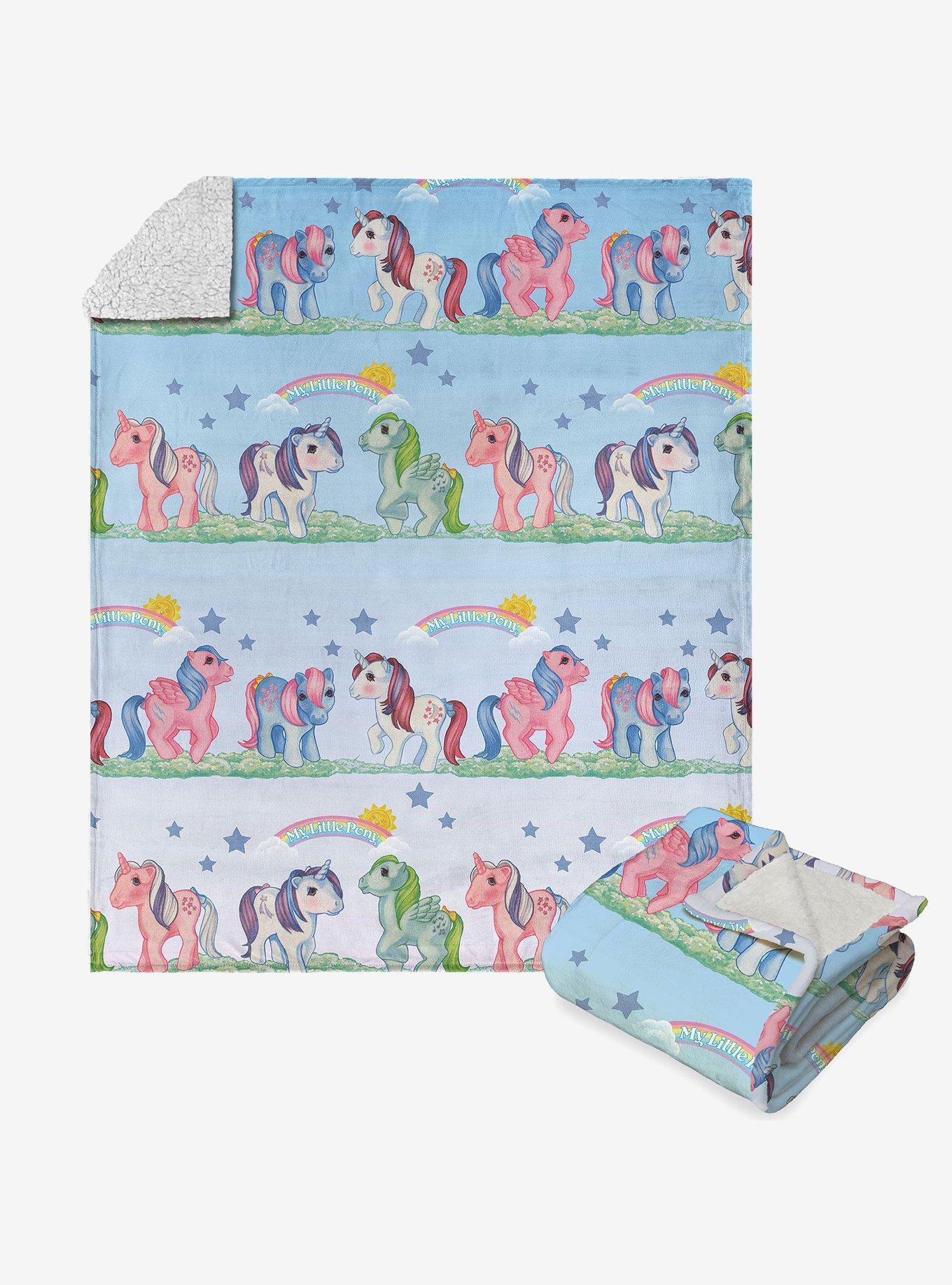 My Little Pony Retro Rainbows Silk Touch Sherpa Throw Blanket , , hi-res
