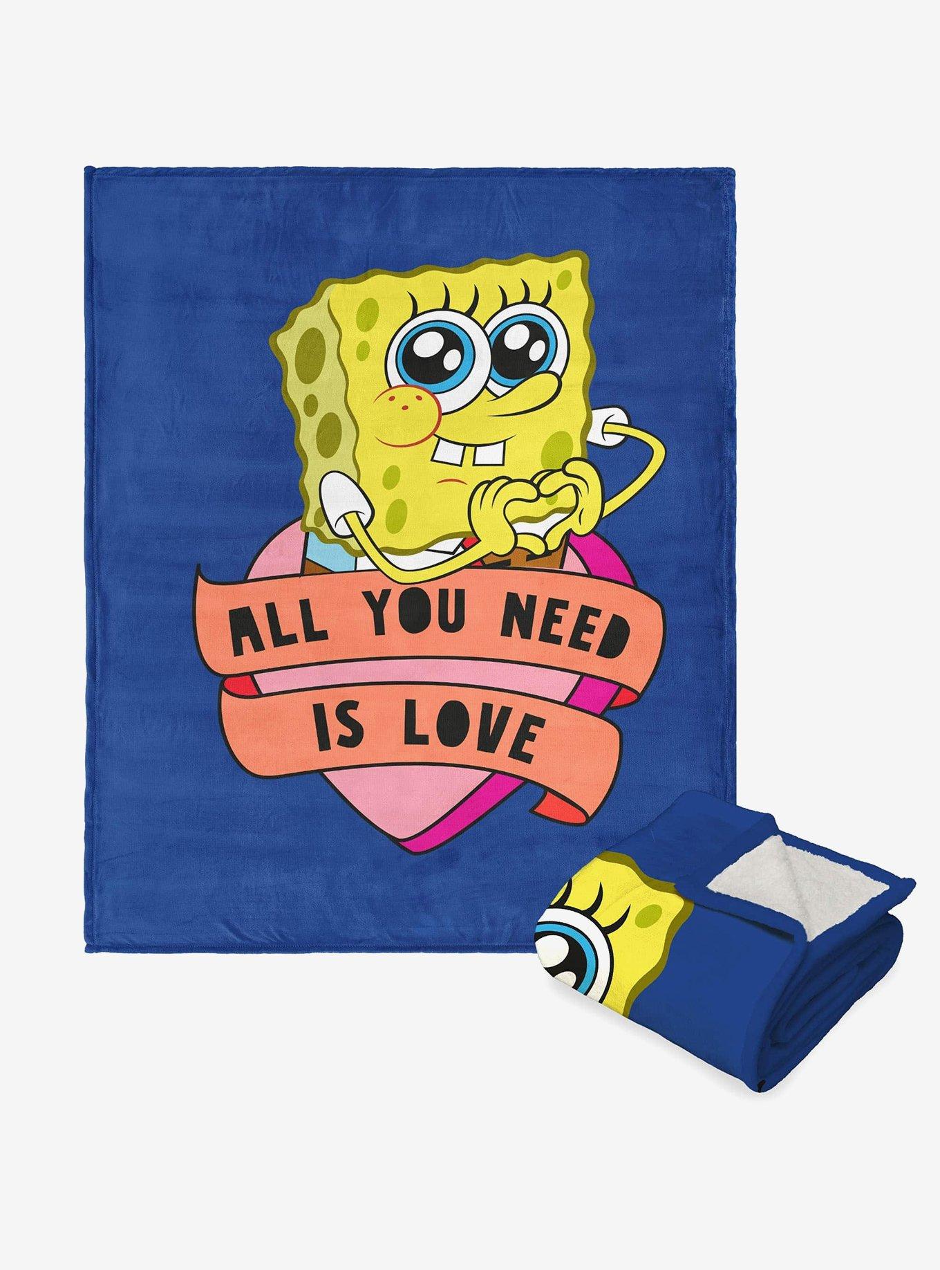 SpongeBob SquarePants Hearty Sponge Silk Touch Sherpa Throw Blanket , , hi-res