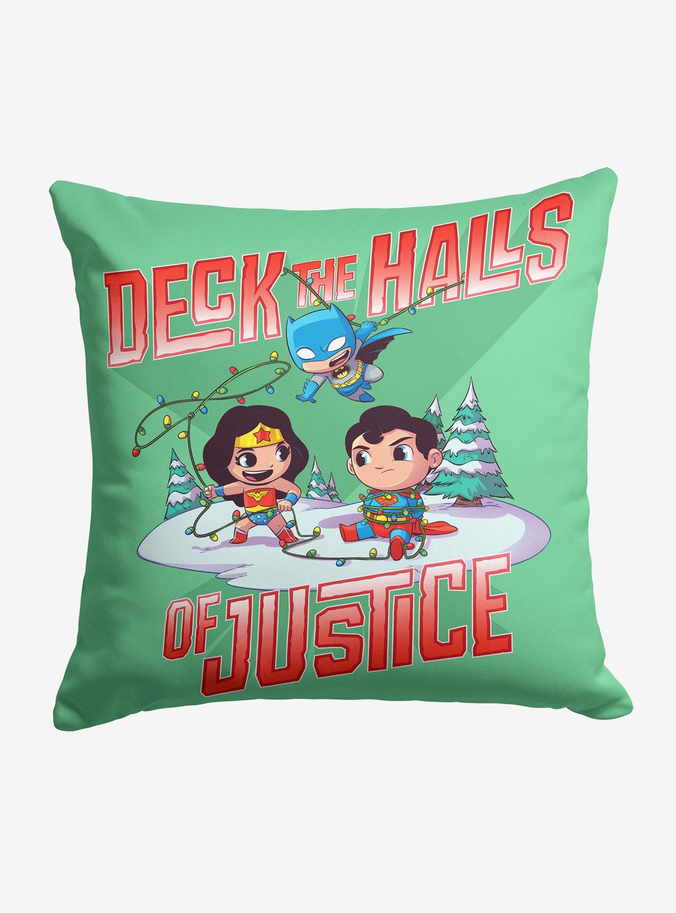 Justice League Deck the Halls of Justice Throw Pillow, , hi-res