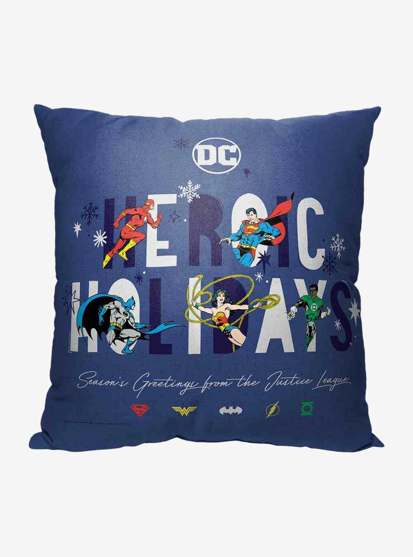Justice League Heroic Holidays Throw Pillow, , hi-res
