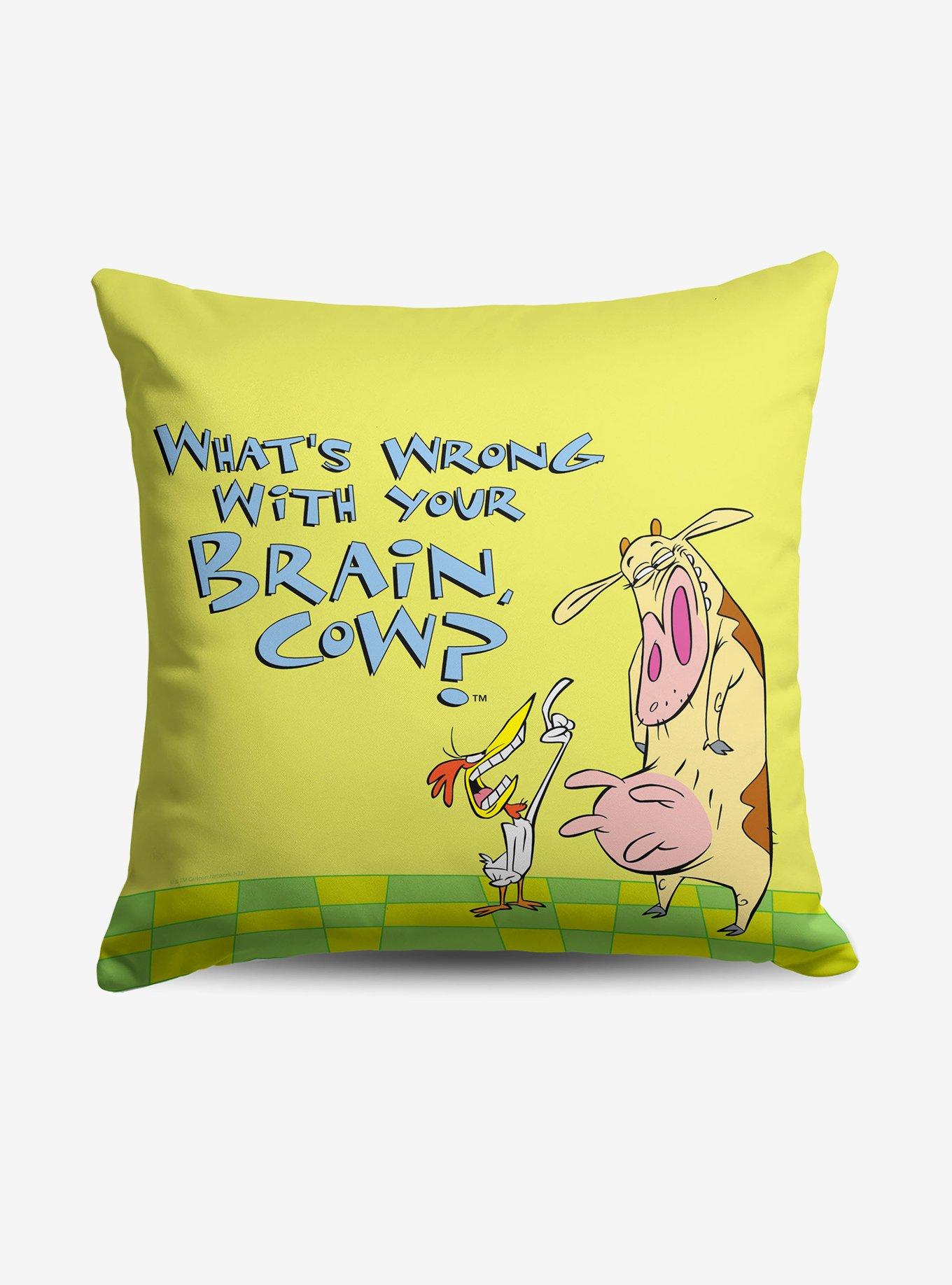 Cow And Chicken Whats Wrong With Your Brain Throw Pillow , , hi-res