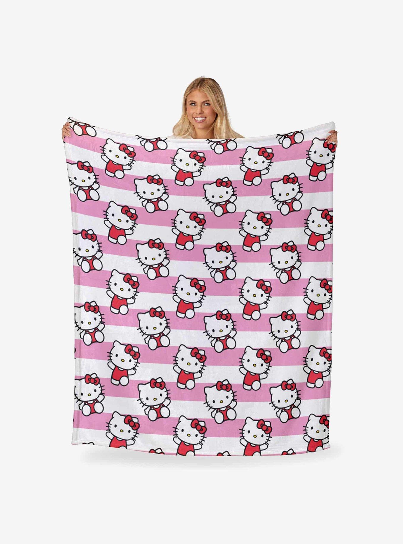 Hello Kitty Bow And Stripes Silk Touch Throw Blanket , , hi-res