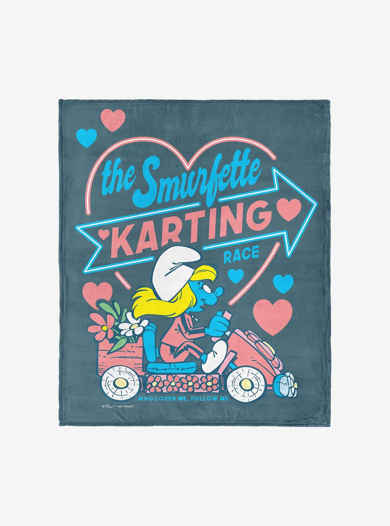 Smurfs Smurfette Karting Silk Touch Throw Blanket , , hi-res