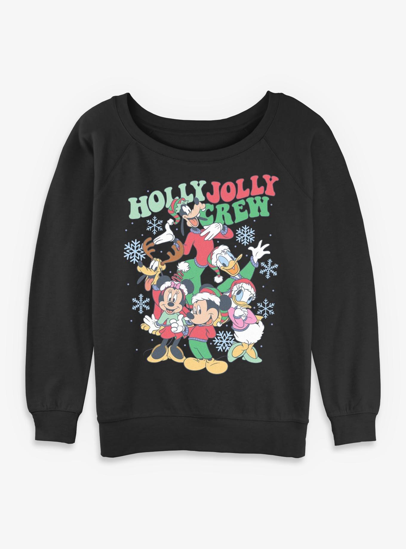 Disney Mickey Mouse & Friends Holly Jolly Crew Womens Slouchy Sweatshirt, , hi-res