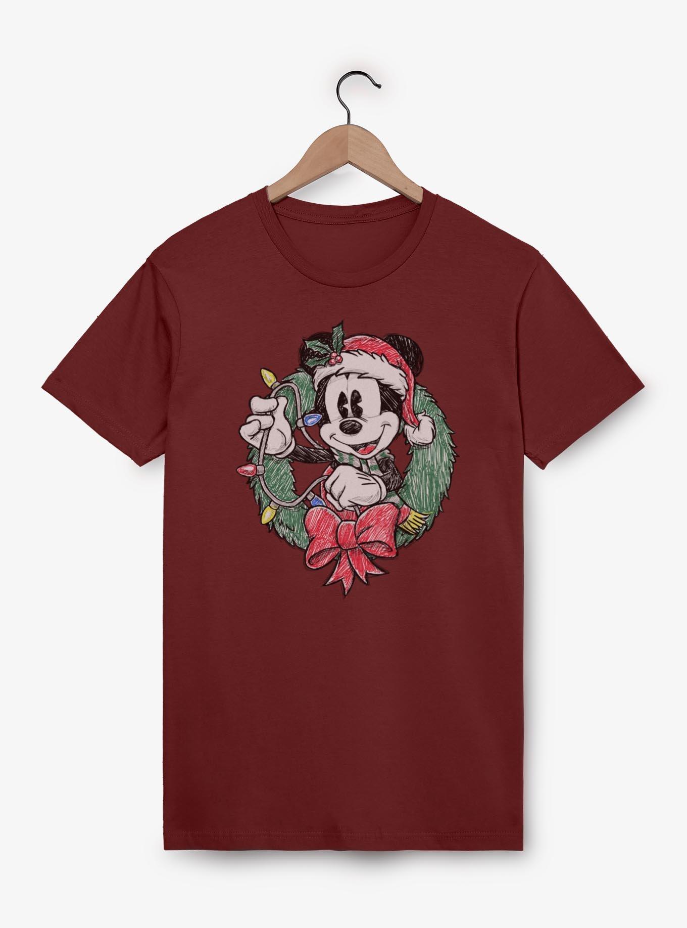 Disney Mickey Mouse Santa Sketch Style T-Shirt, , hi-res