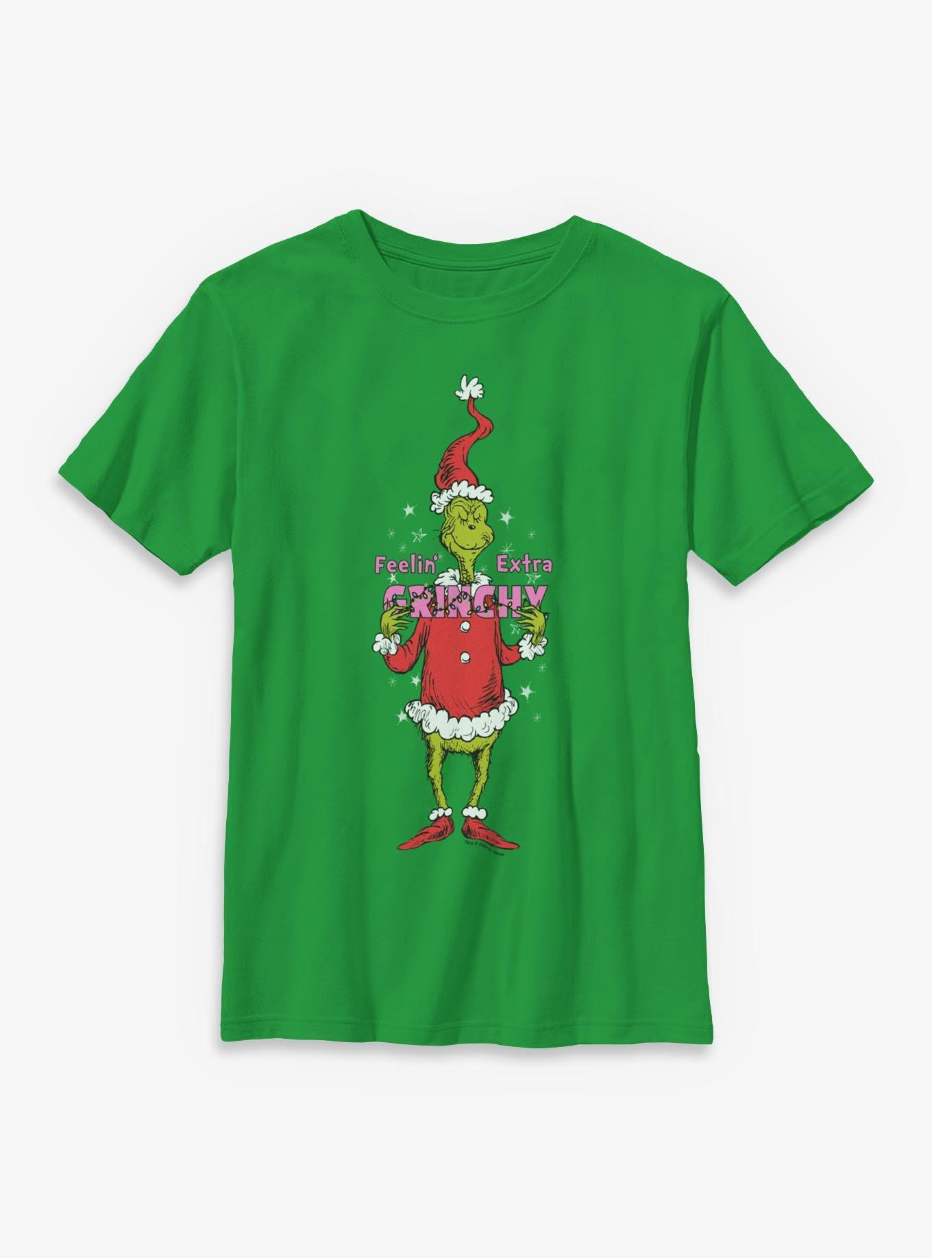 Dr. Seuss How The Grinch Stole Christmas Feelin Extra Grinchy Youth T-Shirt, , hi-res