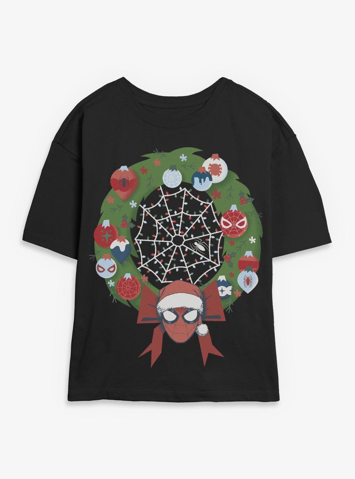 Marvel Spider-Man Christmas Wreath Womens Skimmer T-Shirt, , hi-res