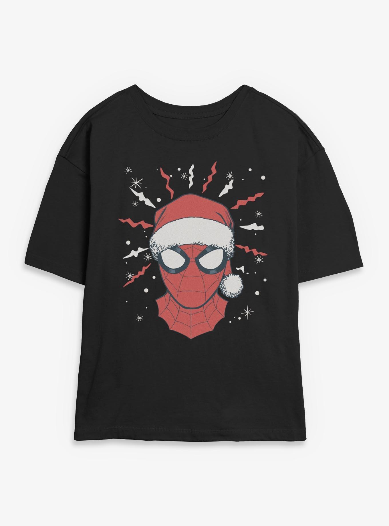 Marvel Spider-Man Xmas Face Womens Skimmer T-Shirt, , hi-res